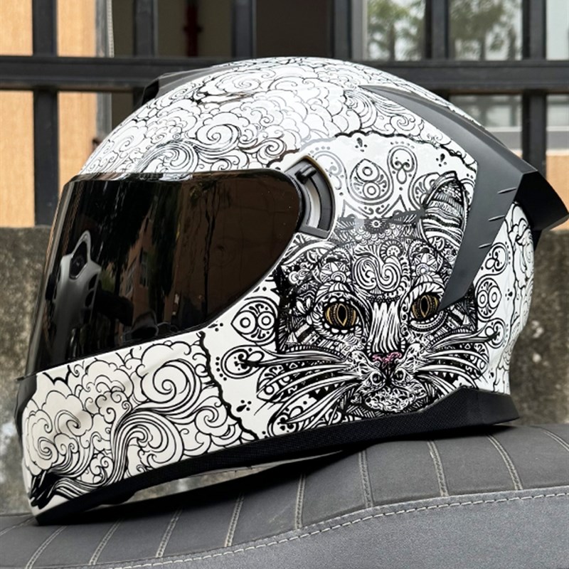 Melox新摩托车头盔男女头盔3C认证双镜摩托车街车个性化蓝牙槽全