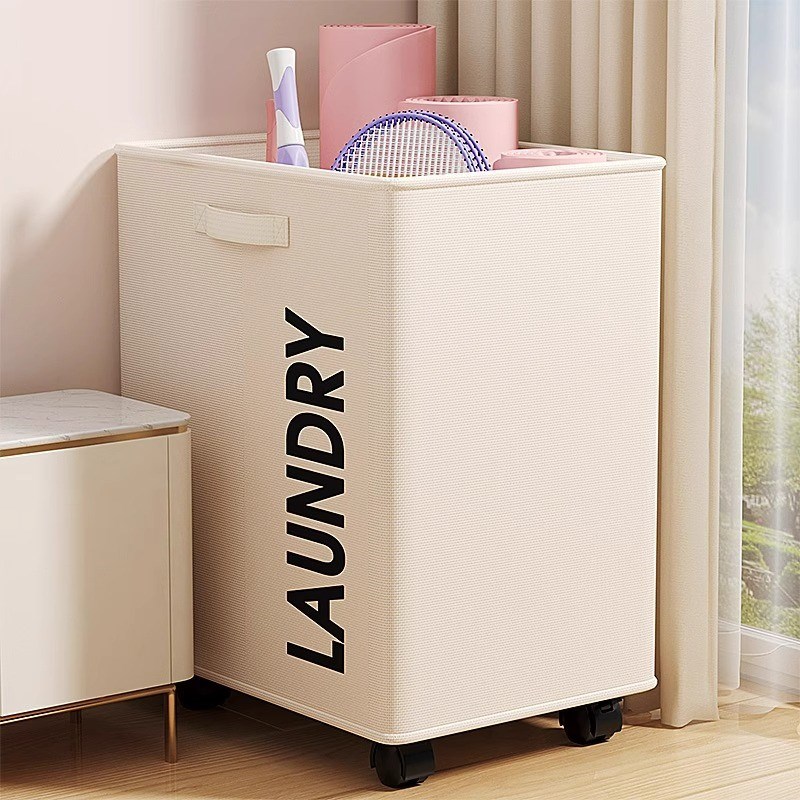 瑜伽垫收纳筐家用带轮可移动羽毛球运动健身器材收纳神器置物架子