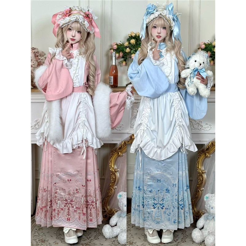 年嬉原创【初】汉洋折衷明制交领琵琶袖套装马面裙拜年服洛丽塔