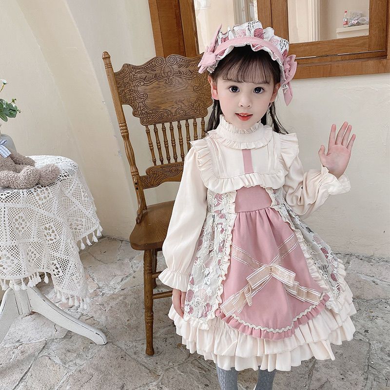 原创冬装新款儿童加绒加厚洛丽塔可爱公主裙女童学生日礼服连衣裙