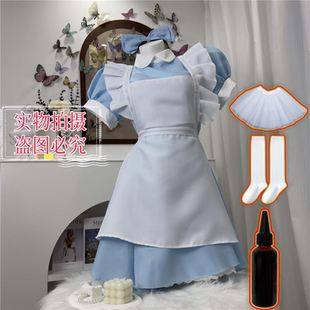 万圣节爱丽丝黑化血腥cos服装Lolita可爱恐怖梦游仙境女仆公主裙