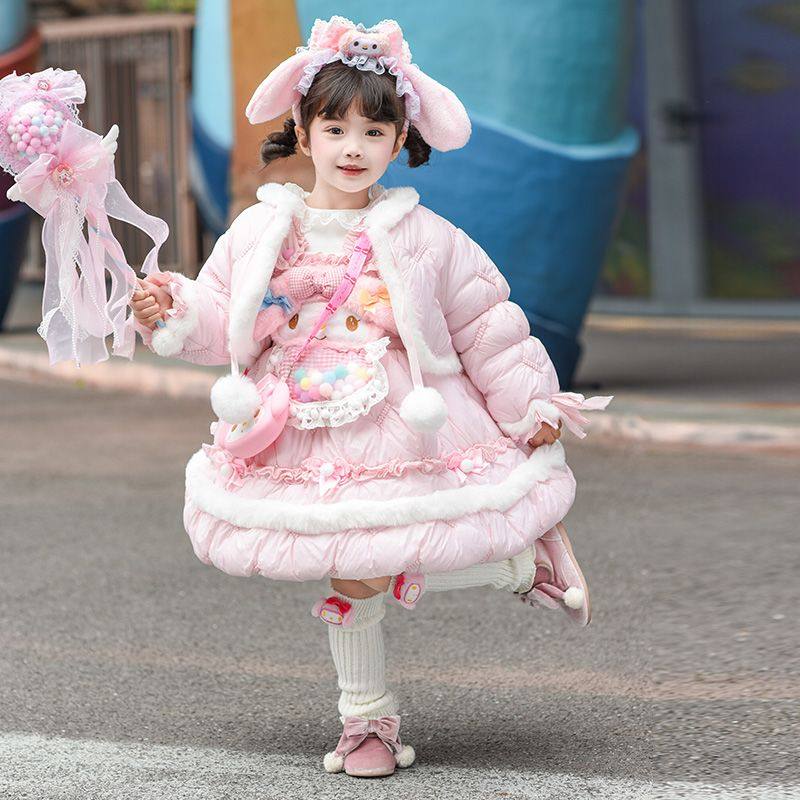美乐蒂女童洛丽塔冬季花苞裙公主裙洋气女孩棉服刺绣加绒嘟嘟裙
