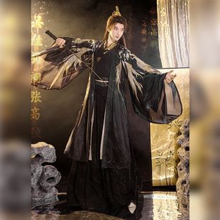 新款情侣CP大袖诃子裙唐制汉服女高档印花潮流男装秋冬女款长款