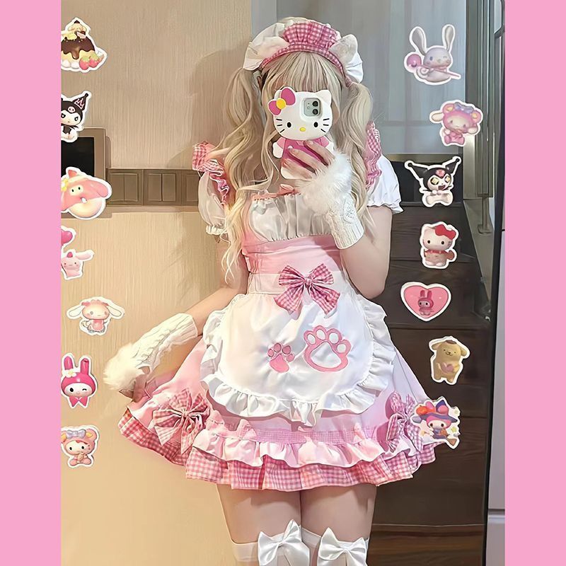 日系lolita少女软妹猫咪可爱女仆装cos猫耳娘洛丽塔连衣裙子春夏