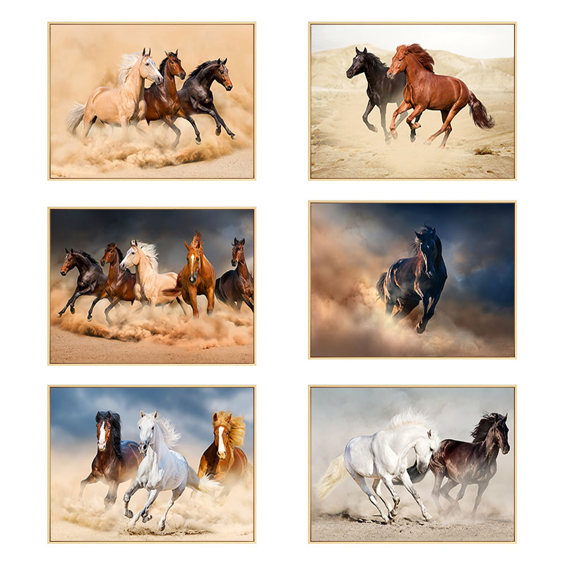 装饰画马现代简约办公室挂画单幅餐厅壁画卧室房间走廊过道墙面画图片