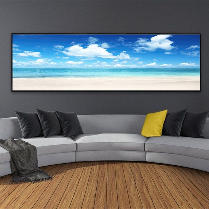 9海边风景挂画 大海沙滩碧水蓝天沙发客厅背景房间装饰墙画,家居饰品,现代装饰画,淘宝优惠券,粉丝福利购,淘宝优惠卷