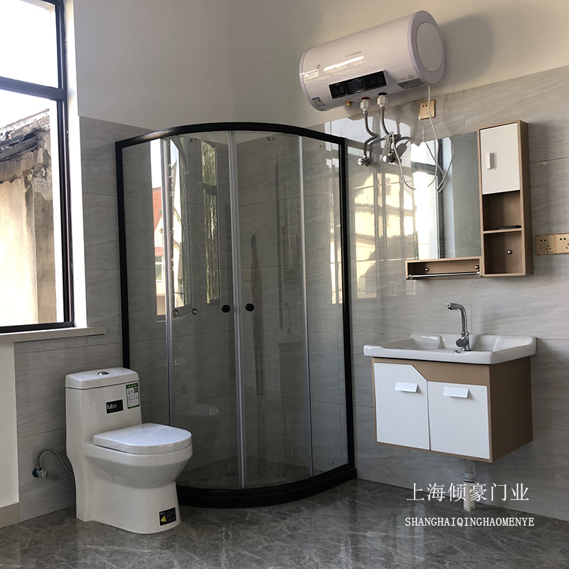 上海圆弧扇形淋浴房浴室移门钢化玻璃不锈钢沐浴房简易卫浴隔断