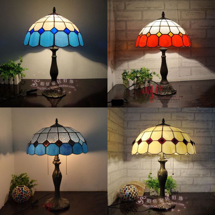 地中海床头柜灯家用卧室复古温馨创意浪漫书桌房护眼遥控调光台灯