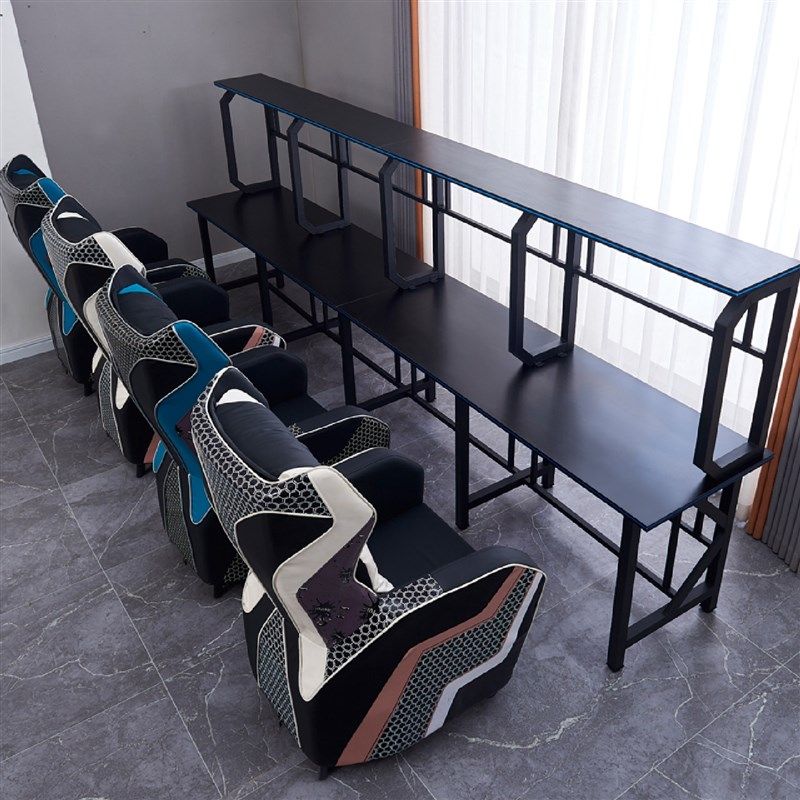 cs新款电竞网吧桌网咖商用沙发双层电竞酒店防盗锁桌拼接连体电脑