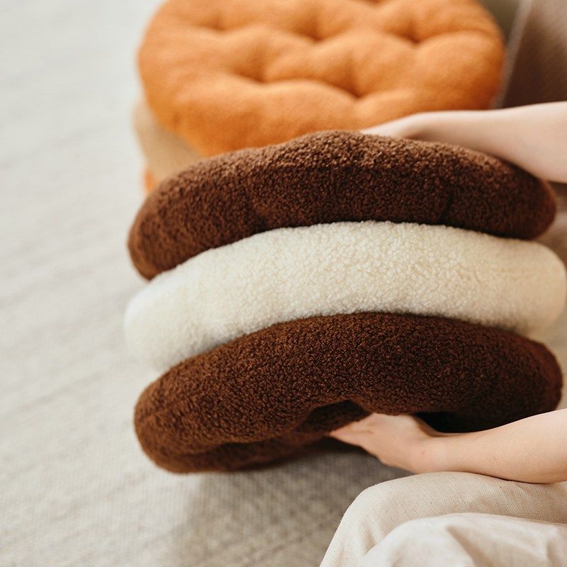 迷雾之森单层饼干奶油黄坐垫沙发客厅高级感椅子坐垫圆形椅垫