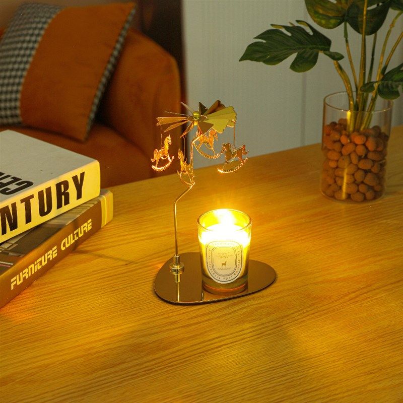 香薰蜡烛托台旋转烛台走马灯杯托烛光浪漫卧室氛围感道具香氛摆件