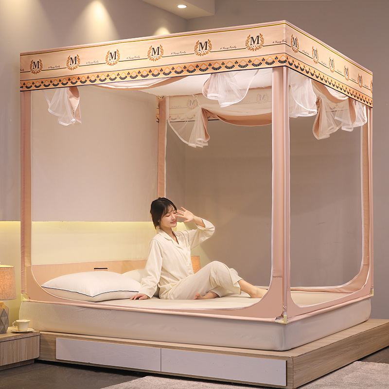 蚊帐家用2023新款床笠款回形底全底儿童防摔坐床式1.5x1.9m米加密