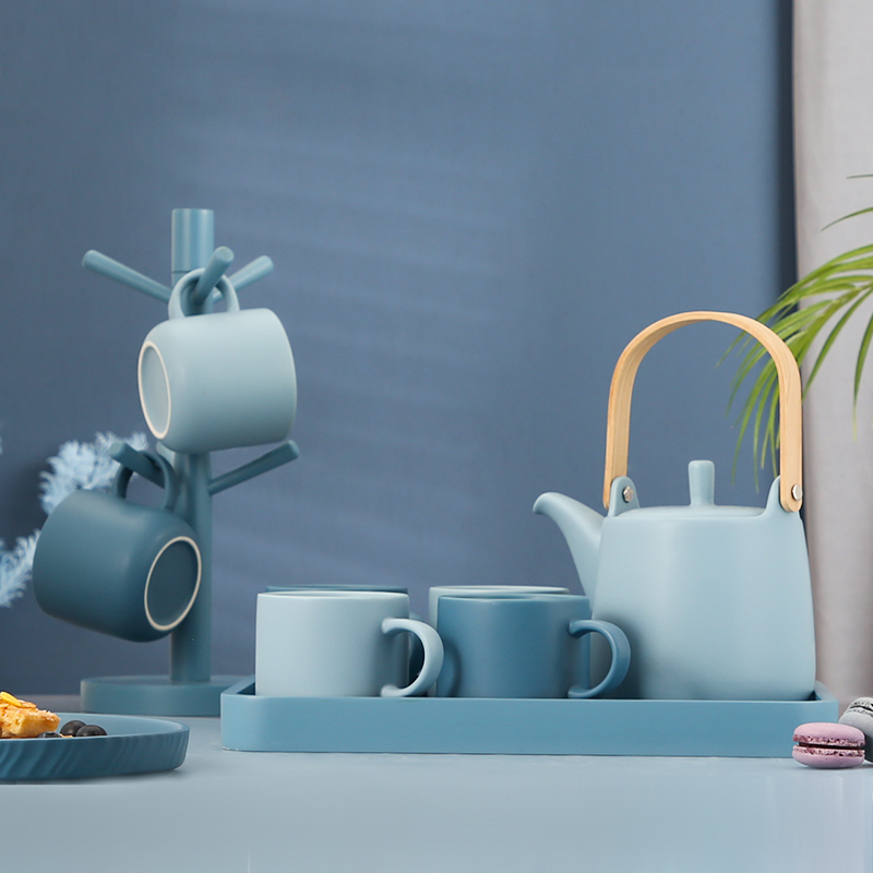 陶瓷杯带把耐f热简约冷水具客厅喝水杯家用泡茶杯子六只装茶杯套