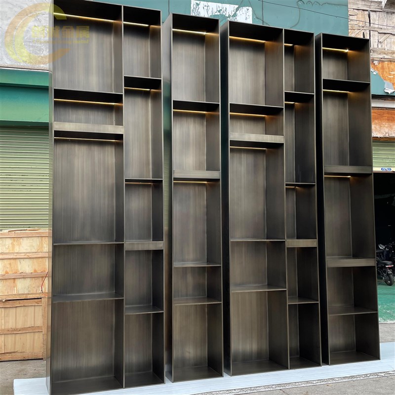 定制展示壁龛酒柜装饰书架钢板柜电视嵌入式黑色不锈钢哑金属轻奢