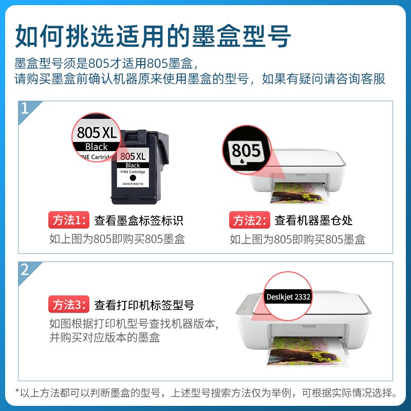 连喷805墨盒适用惠普2722 2723 2729 2332 1212升级可加墨黑彩色