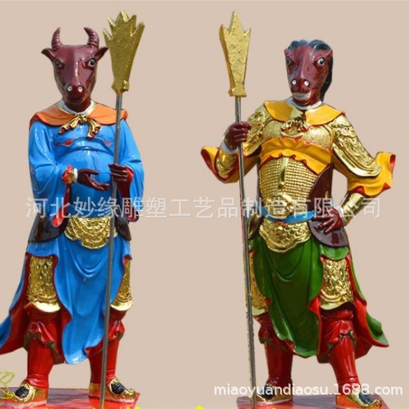 铜雕制作牛头马面 黑白无常 雷公电母 天聋地哑 护法神像摆件