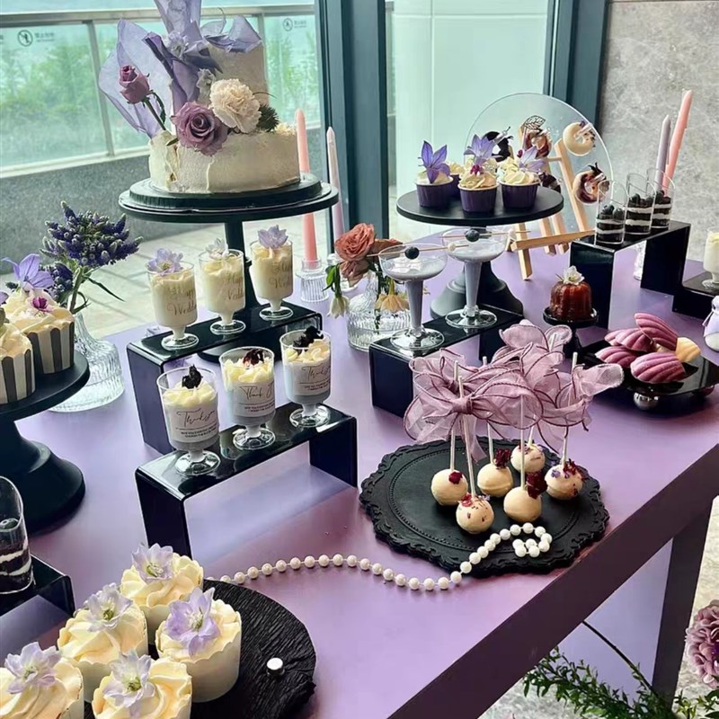 黑色甜品台展示架摆台摆件茶歇开业店庆年庆甜品台展示架摆台