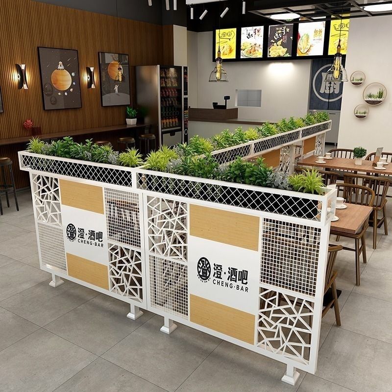 铁艺餐厅矮隔断屏风酒店办公室花架护栏定制酒吧过道半截绿植栅栏