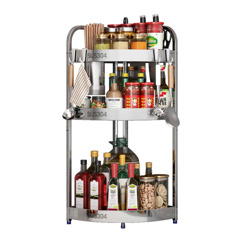 304不锈钢厨房三角置物架台面转角灶台墙角调料调味品罐角架收纳