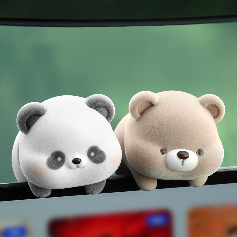 植绒汽车饰品中控屏趴趴摆件汽车显示车内装饰工位桌面电脑小挂件