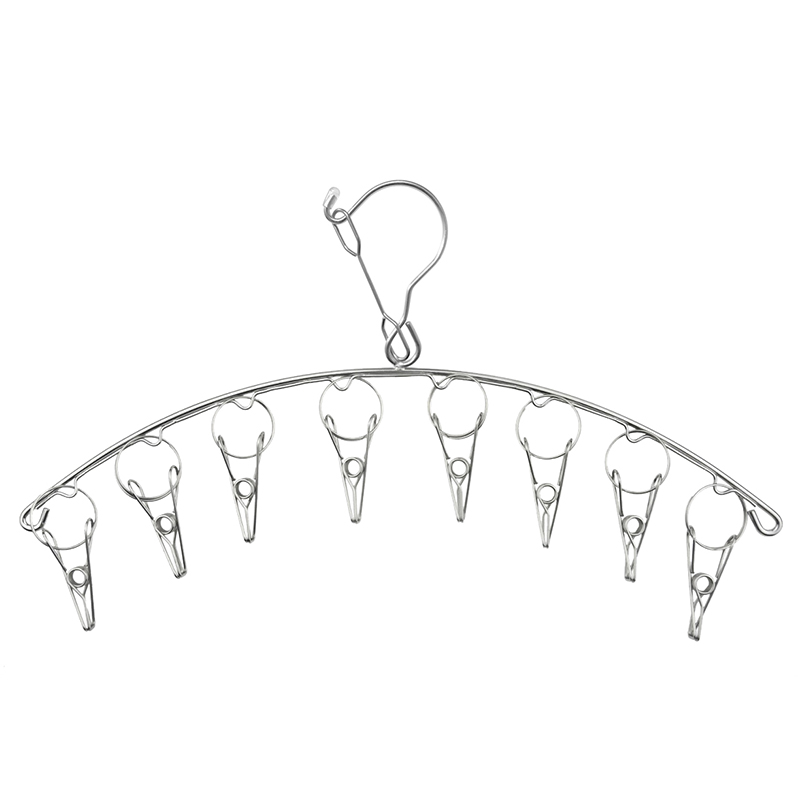 不锈钢袜子架防风弧形6夹8夹10夹20夹实心衣架多功能衣架两用衣架