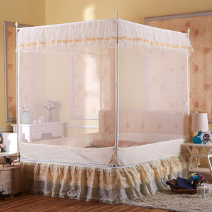 快乐堡蚊帐儿童防摔1.5米1.8m床家用加厚加密固定坐床支架三开门2