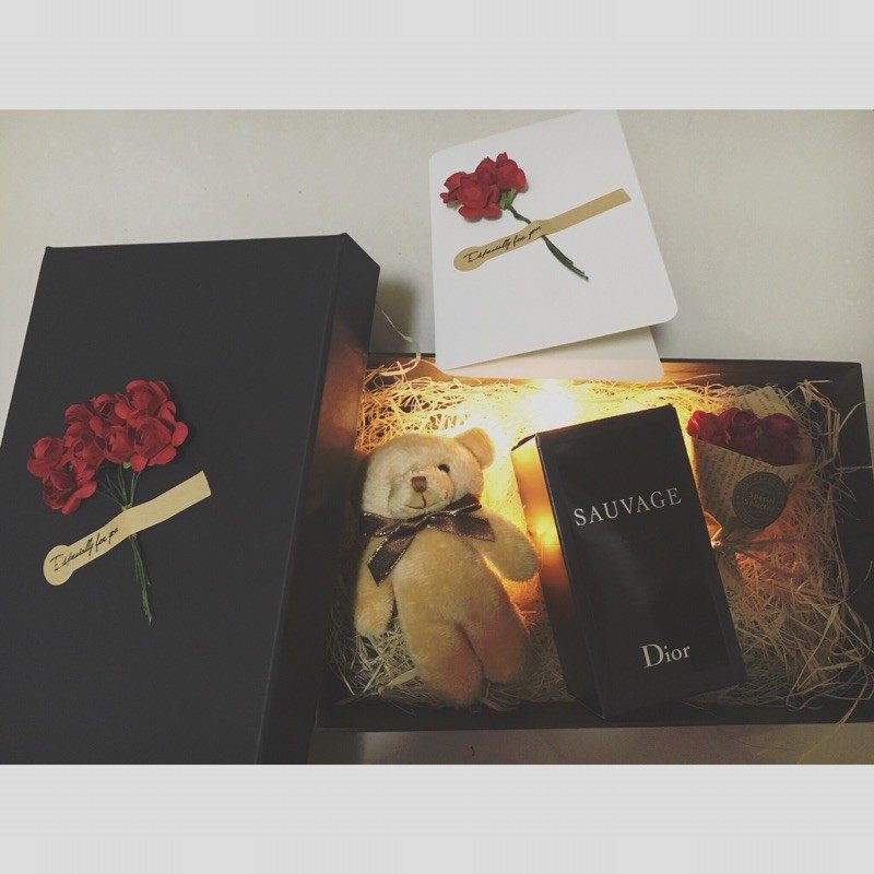 复古手工玫瑰花盒长钱包香水盒子面膜黑色盒情人节圣诞高档礼品盒