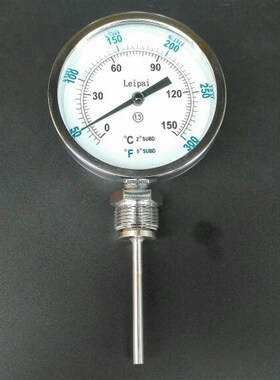 leipai 双金属温度计 wss-411 0-150 L=100mm 双刻度显示 m27*2