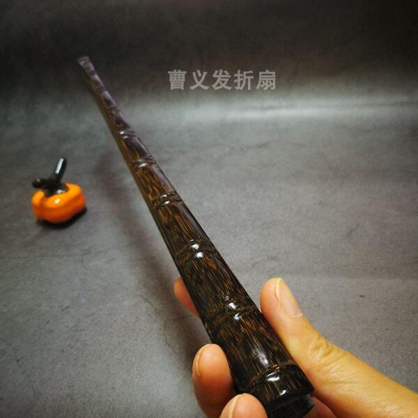 95寸18方老料棕竹全芯大挫节扇骨罗汉竹文玩折扇复古空白男扇收藏 - 实物图