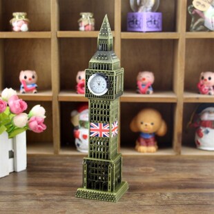 一见钟情欧式复古伦敦镶真表金属地标大笨钟模型摆件创意家居