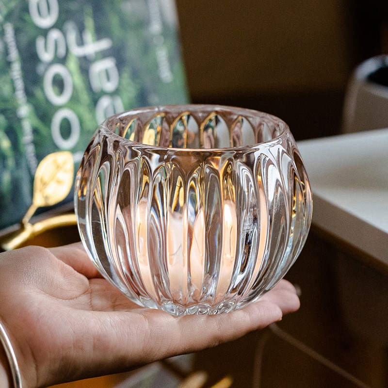 小花瓶高级感水培玻璃器皿养花容器创意水晶球形圆形简约花瓶摆件