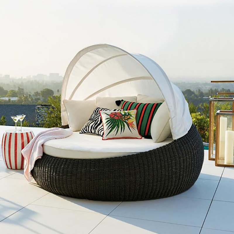 户外躺床躺椅庭院藤编鸟巢沙发露天沙滩阳台泳池懒人床室外大圆床