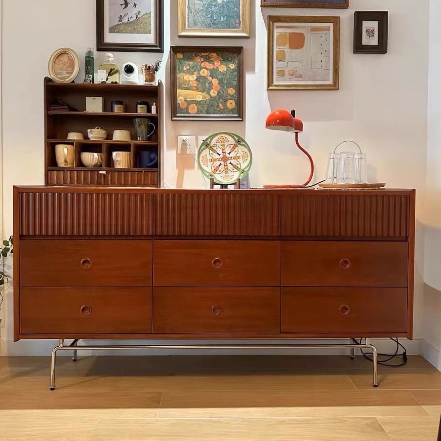 北欧实木斗柜 小户型卧室多功能中古储物柜 家用客厅收纳抽屉柜