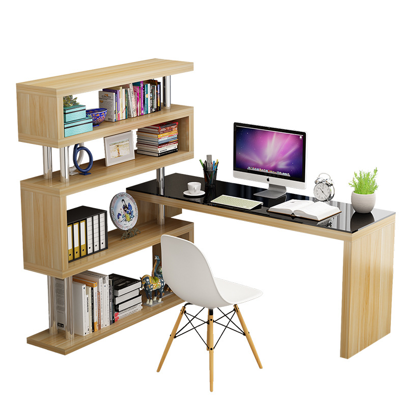 电脑桌台式转角家用书桌书架组合简约现代旋转办公卧室学生写字桌