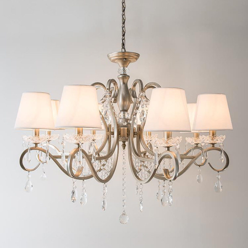 美式乡村吊灯铁艺家用客厅灯创意简约餐厅复古银法式水晶卧室灯具