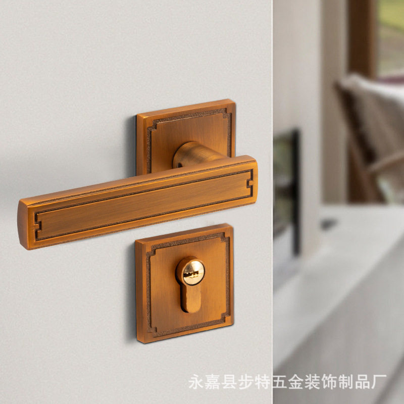 新中式门把手分体锁实木门室内门锁通用型磁吸静音卧室房门锁批发