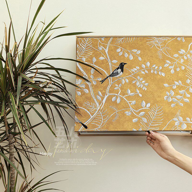 《花鸟册》原木风电表箱装饰画奶油配电箱遮挡挂画地暖分水器盖板