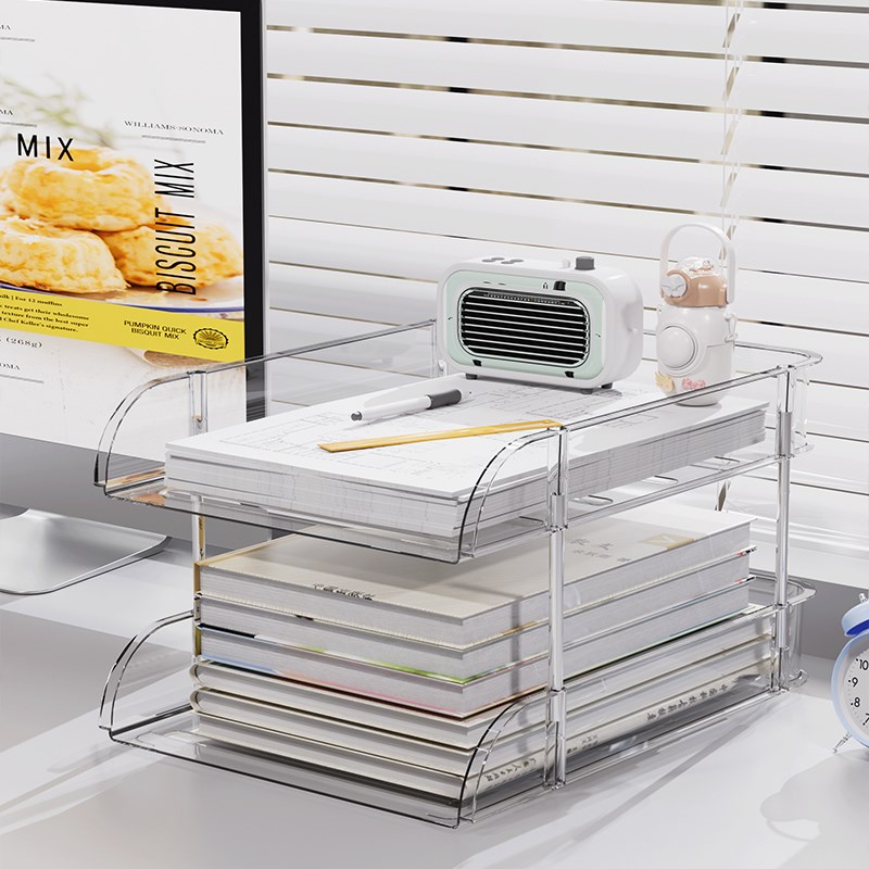 桌面文件整理置物架书本文具置物架A4文件书架亚克力空间利用神器