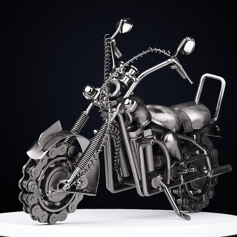 复古哈雷模型摆件铁艺金属机车男孩房间装饰摆设生日礼物男