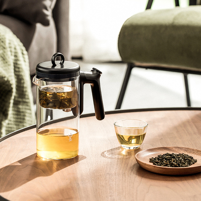 鸣盏飘逸杯泡茶壶全玻璃内胆w大容量茶水分离过滤可拆洗茶具飘逸