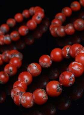 天然保山南红玛瑙手链佛珠独特铁皮包浆文玩手串单圈男女款饰品