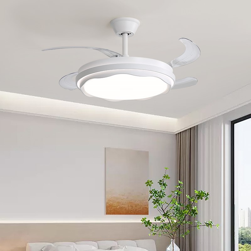 餐厅风扇灯吊扇隐形家用客厅卧室房间简约大气一体吊灯中山灯具