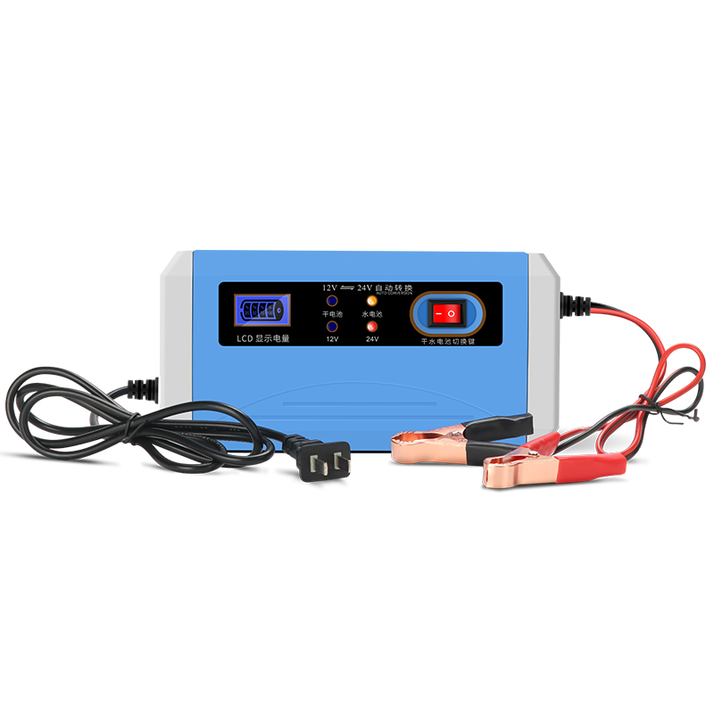 汽车摩托车电瓶充电器12V 24V伏货车I轿车电池智能修复干水通用型