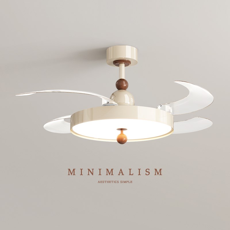 风扇灯2025新款奶油风吊扇灯隐形中古灯新款家用餐厅卧室电扇吊灯