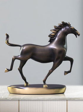黄铜马到成功招财生肖摆件办公室客厅玄关酒柜装饰品开业乔迁礼品