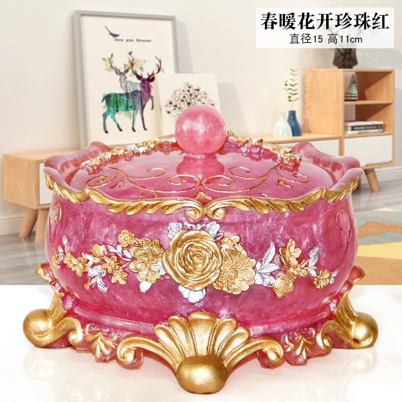 创意时尚大号烟灰缸防飞灰带盖欧式客厅办公室个性桌面摆件树脂