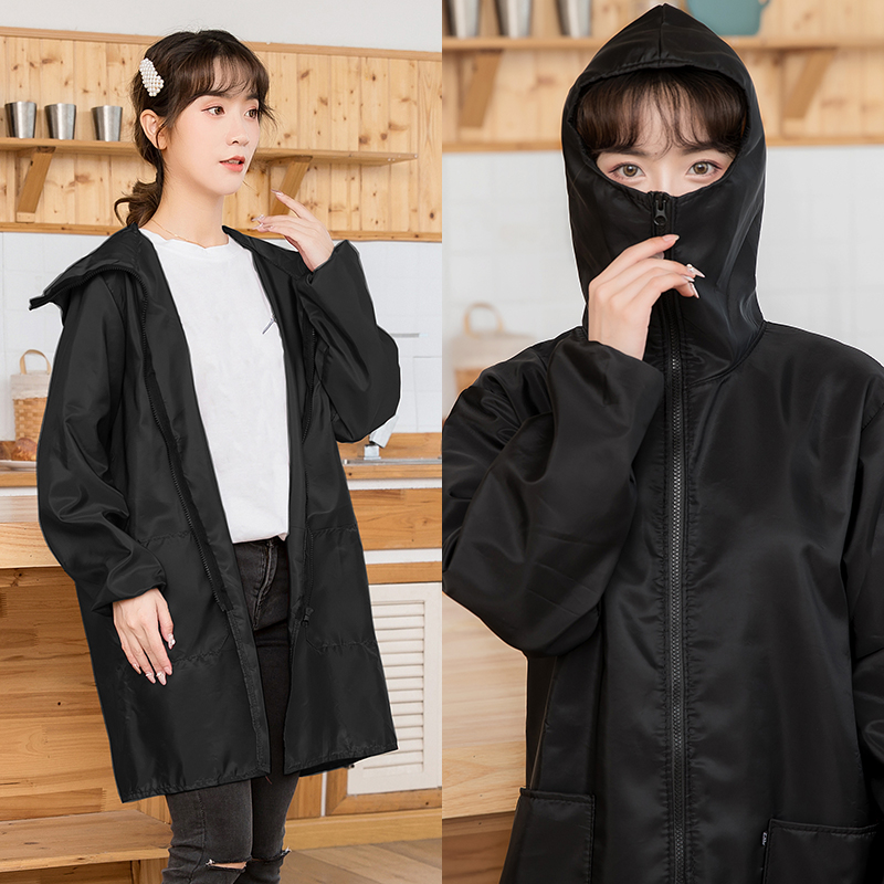 春秋罩衣外套大人男女士防水工作服干活长袖围裙家用外穿拉链护衣