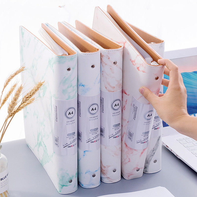 大理石纹皮革a4文件袋商务透明100页插页夹资料袋公文夹试卷夹
