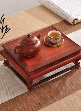 红木紫光檀长方盆景花瓶茶壶明式底座茶空间装饰木质高端摆件托架