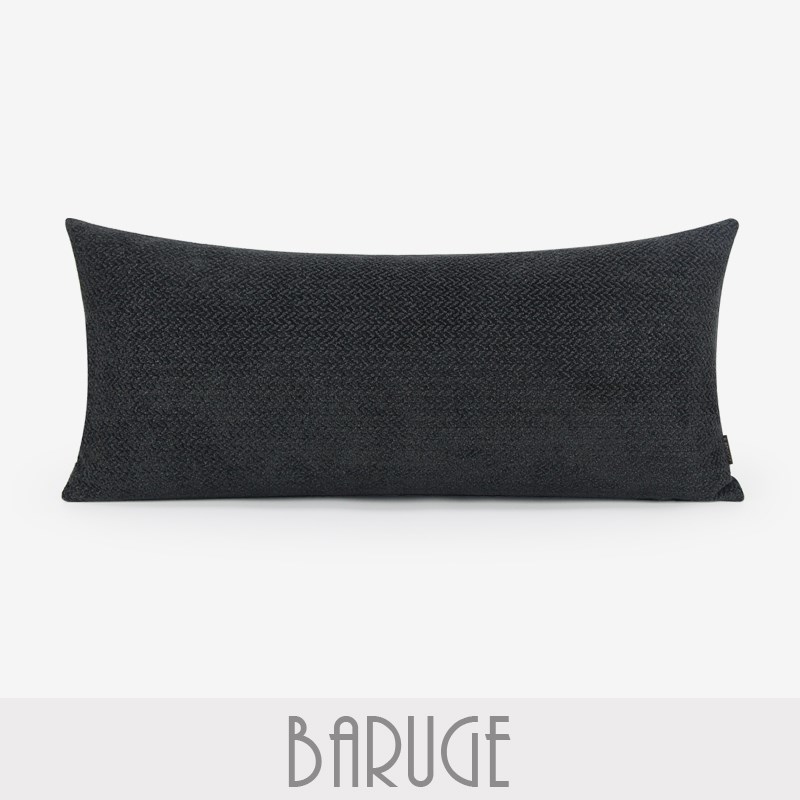深灰色暗纹腰枕W纹长条枕复古沙发头枕棉麻质感酒店样板间靠垫套